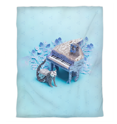 Artistic origami metropolis pattern on stylish duvet.